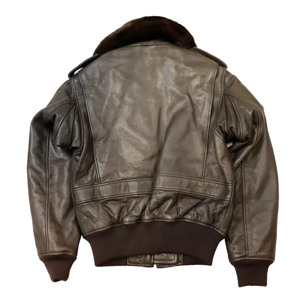Vintage 80s Abercrombie And Fitch G1 Bomber Leather Jacket Size S Fur collar - Picture 5 of 5